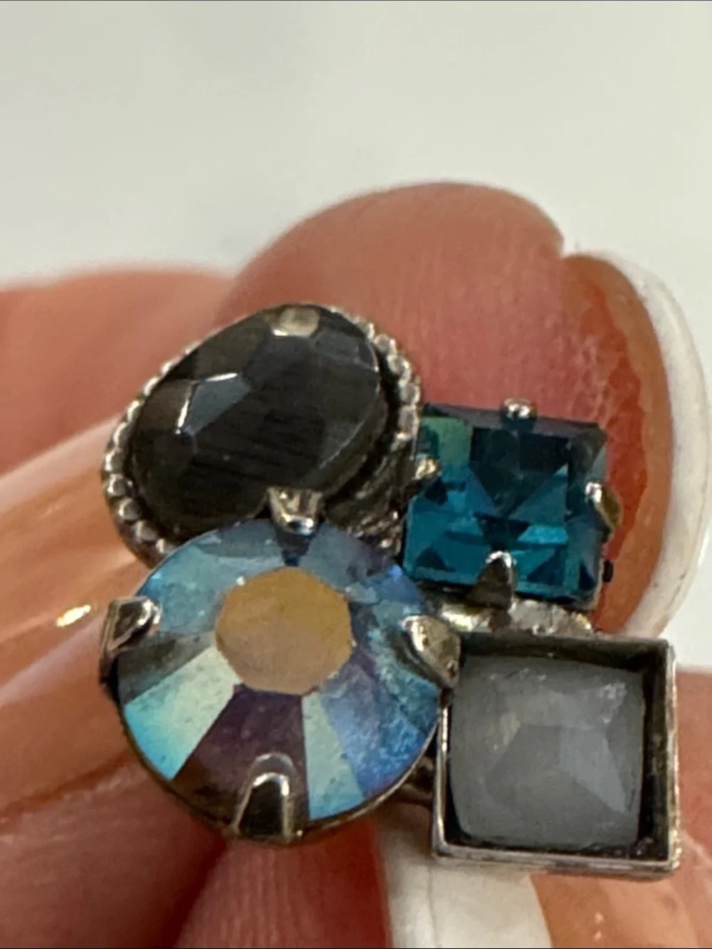 Like new Sorelli crystal and stone blue black silver earrings - Women Jewelry